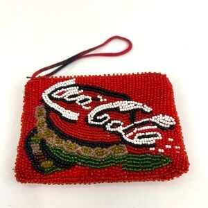 Coca Cola Beaded Red and Green Wristlet